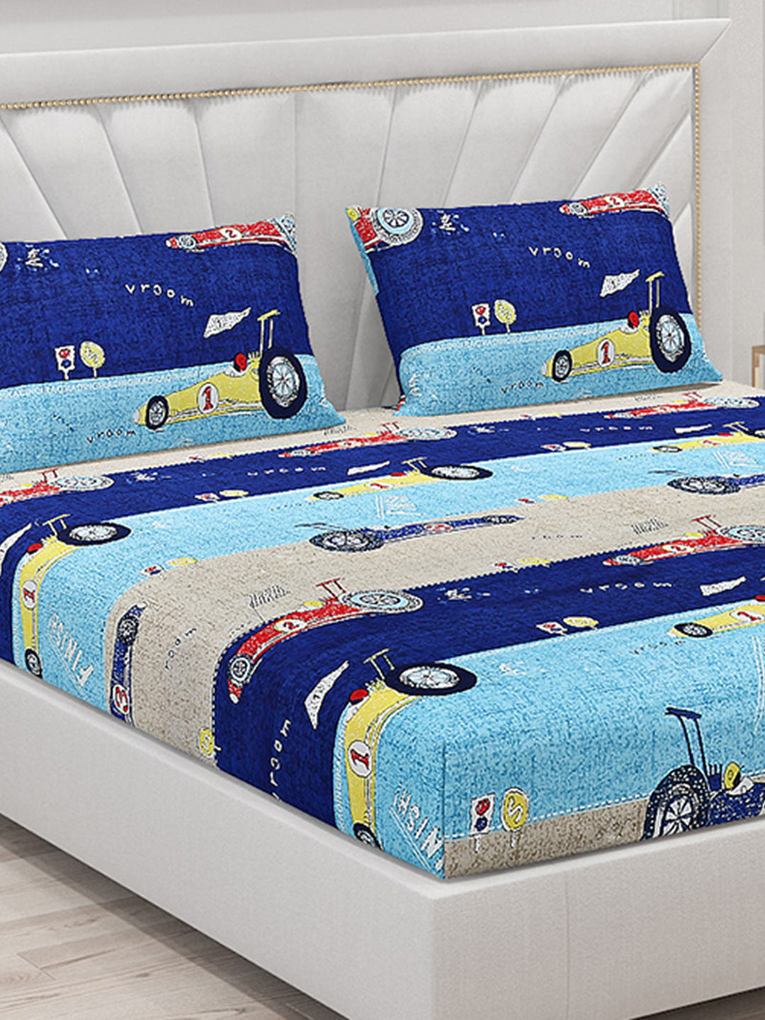 120 GSM Polyester Double Bed Bedsheet with 2 Pillow Covers - Updated - Updated