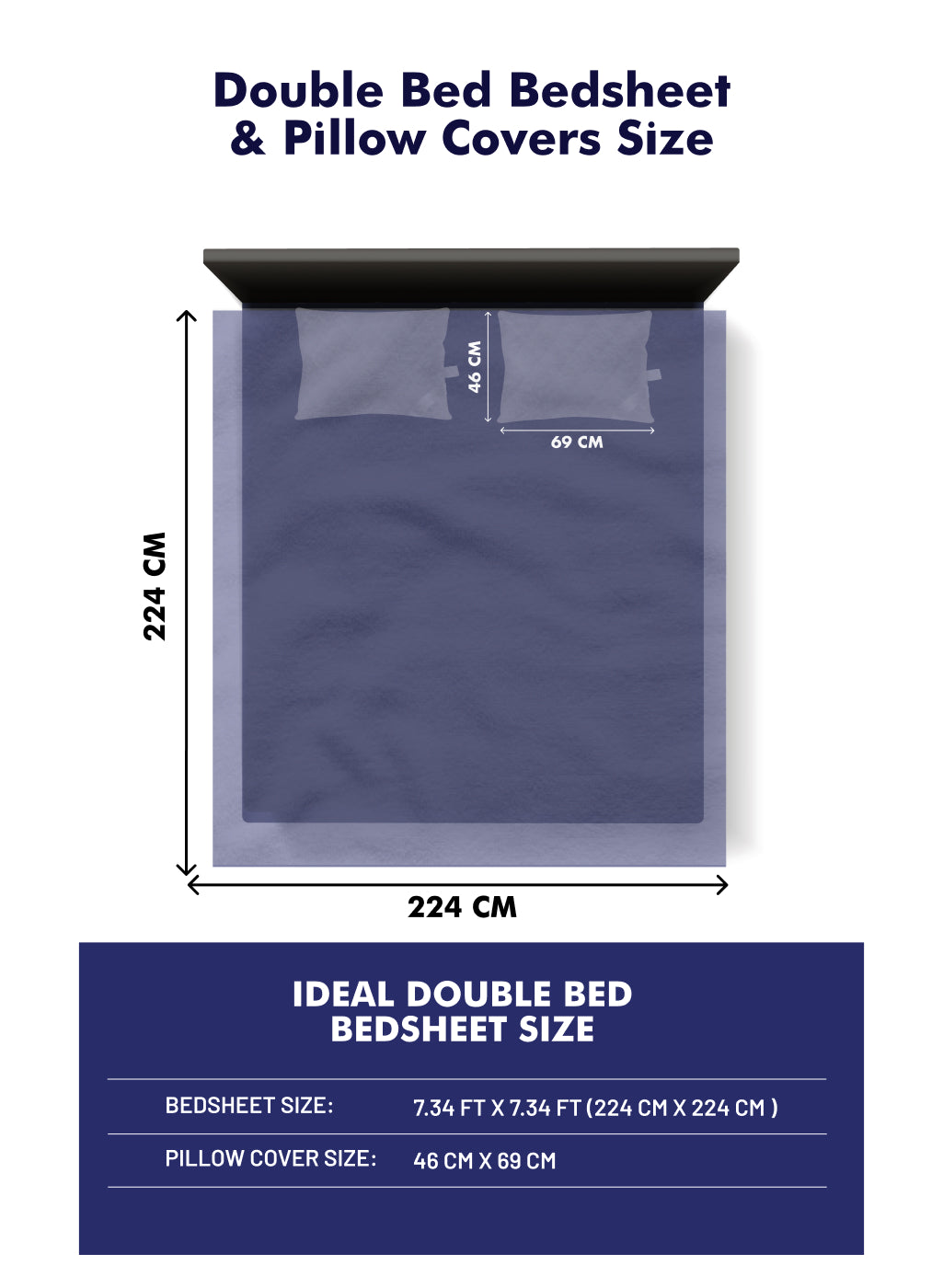 120 GSM Polyester Double Bed Bedsheet with 2 Pillow Covers - Updated - Updated