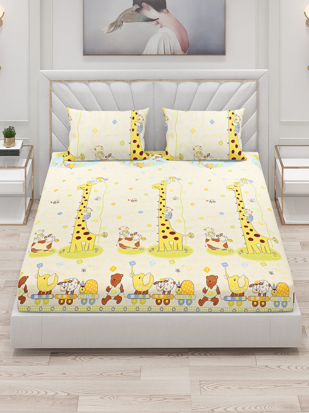 120 GSM Polyester Double Bed Bedsheet with 2 Pillow Covers - Updated - Updated