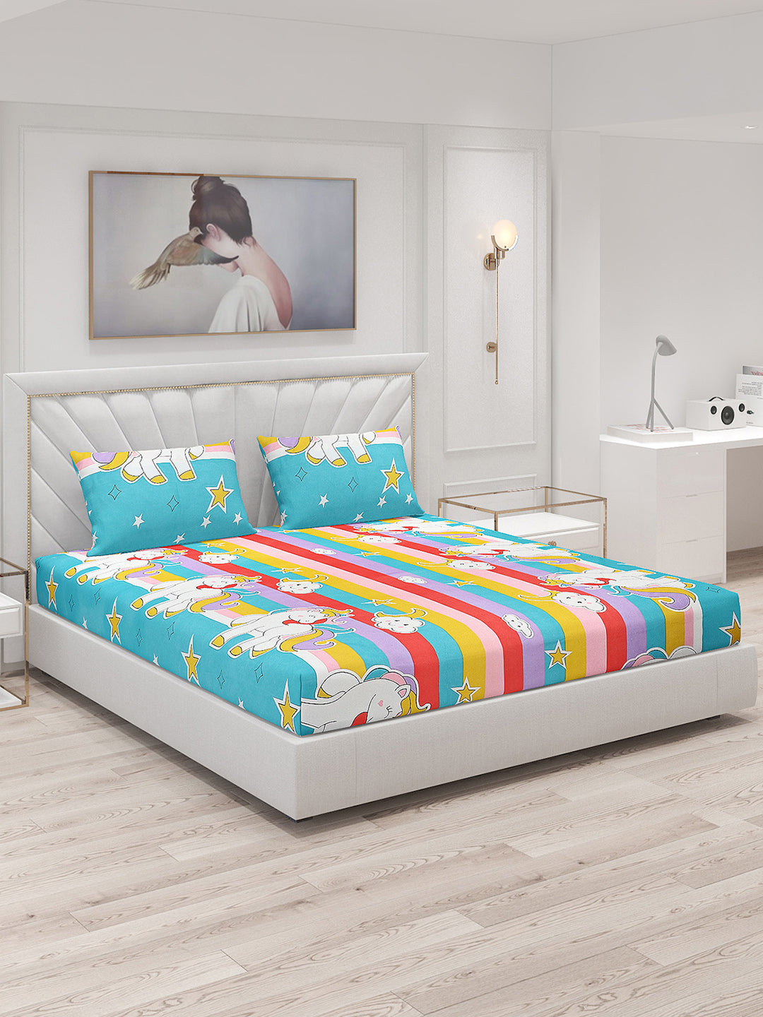 120 GSM Polyester Double Bed Bedsheet with 2 Pillow Covers - Updated - Updated - Updated