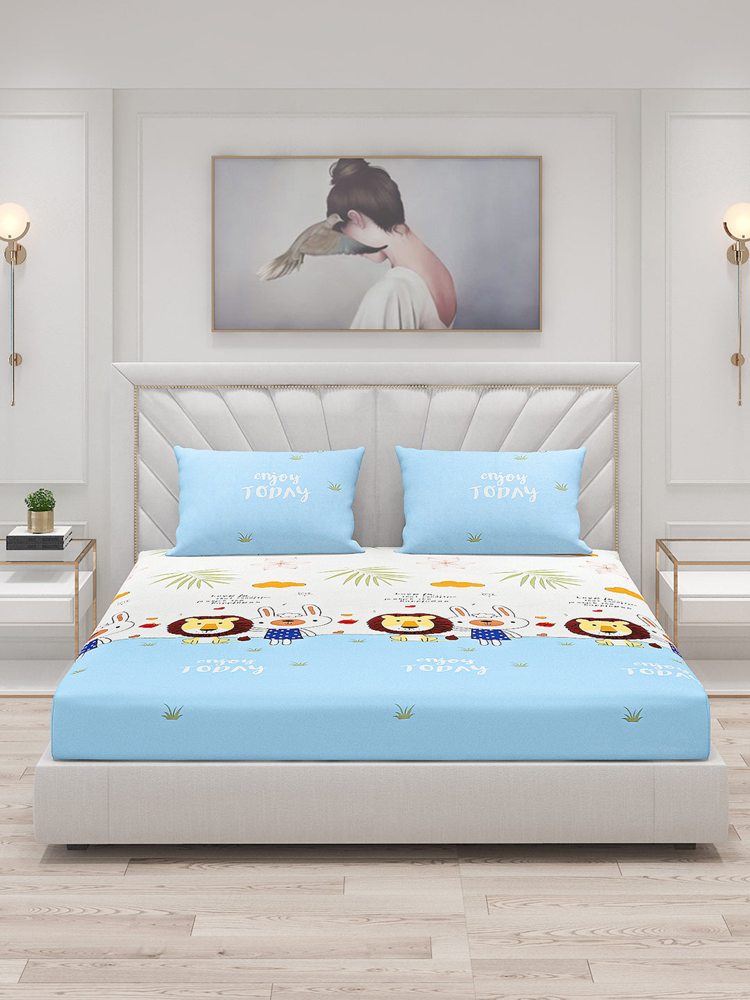 120 GSM Polyester Double Bed Bedsheet with 2 Pillow Covers - Updated - Updated - Updated