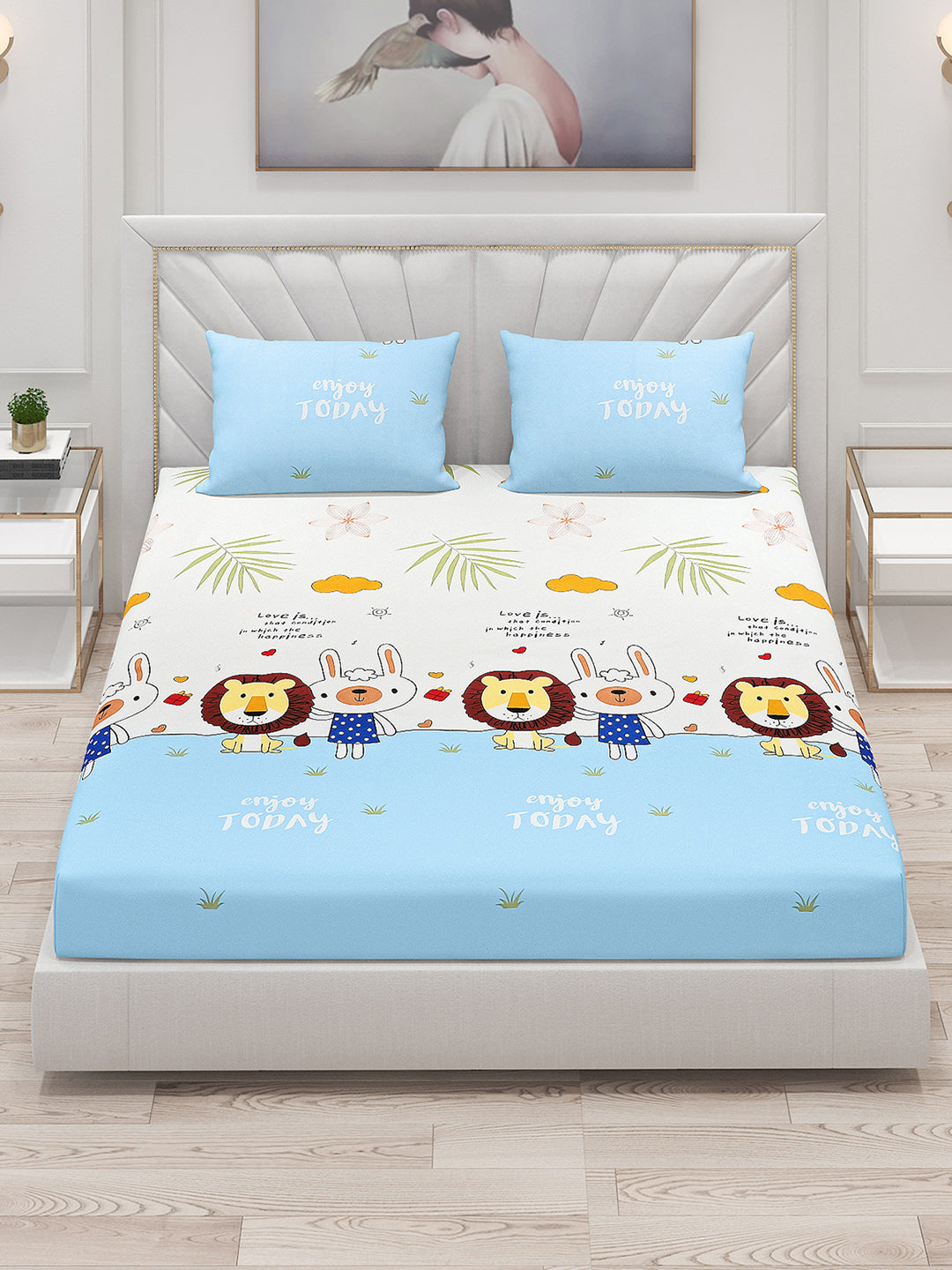 120 GSM Polyester Double Bed Bedsheet with 2 Pillow Covers - Updated - Updated - Updated