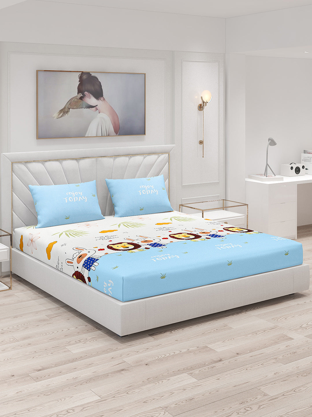 120 GSM Polyester Double Bed Bedsheet with 2 Pillow Covers - Updated - Updated - Updated