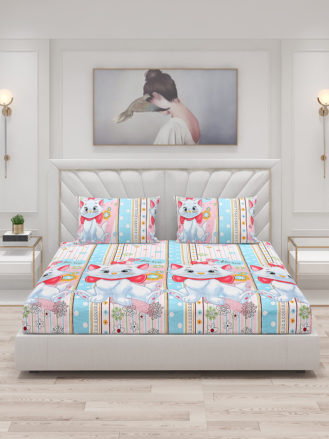 120 GSM Polyester Double Bed Bedsheet with 2 Pillow Covers - Updated - Updated - Updated