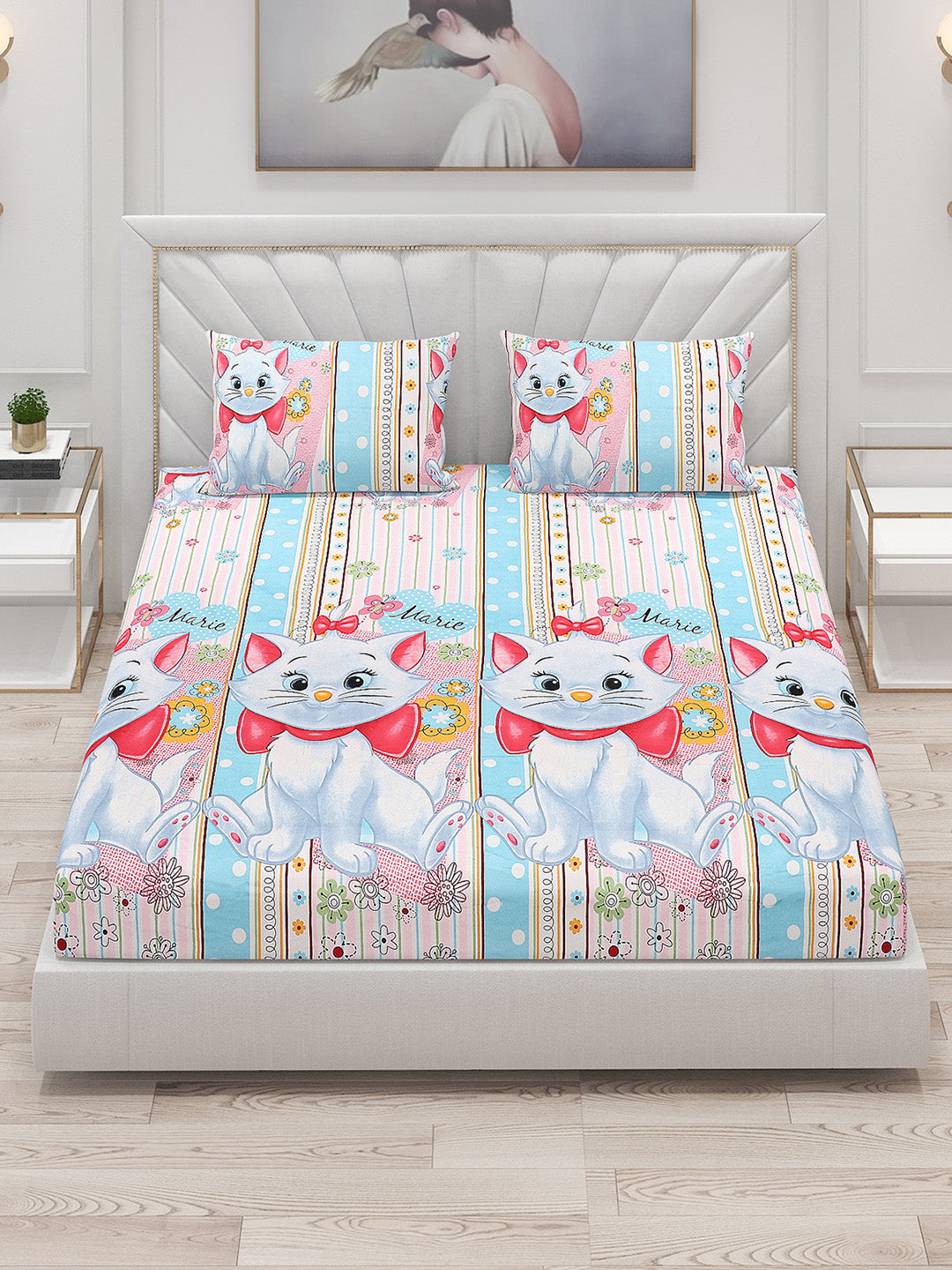 120 GSM Polyester Double Bed Bedsheet with 2 Pillow Covers - Updated - Updated - Updated