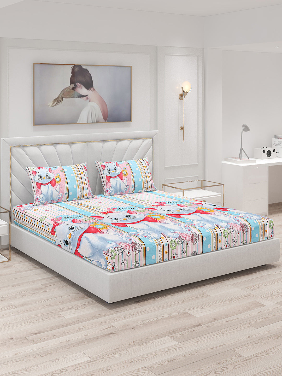 120 GSM Polyester Double Bed Bedsheet with 2 Pillow Covers - Updated - Updated - Updated