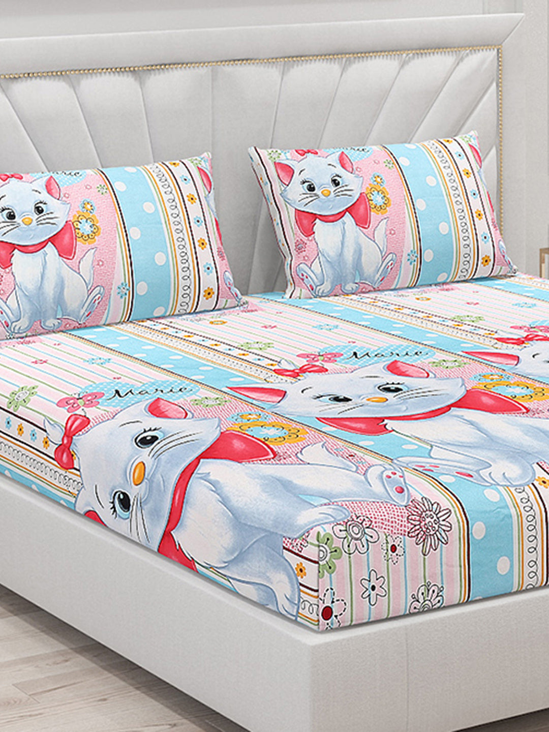 120 GSM Polyester Double Bed Bedsheet with 2 Pillow Covers - Updated - Updated - Updated