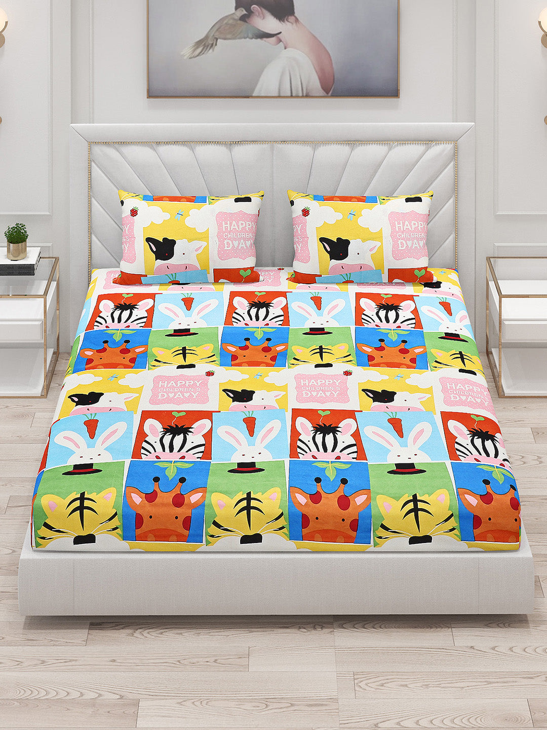 120 GSM Polyester Double Bed Bedsheet with 2 Pillow Covers - Updated - Updated
