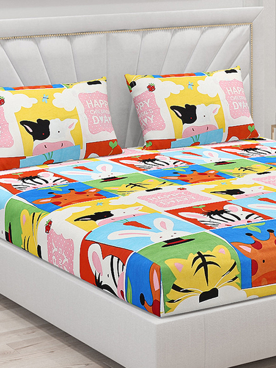 120 GSM Polyester Double Bed Bedsheet with 2 Pillow Covers - Updated - Updated