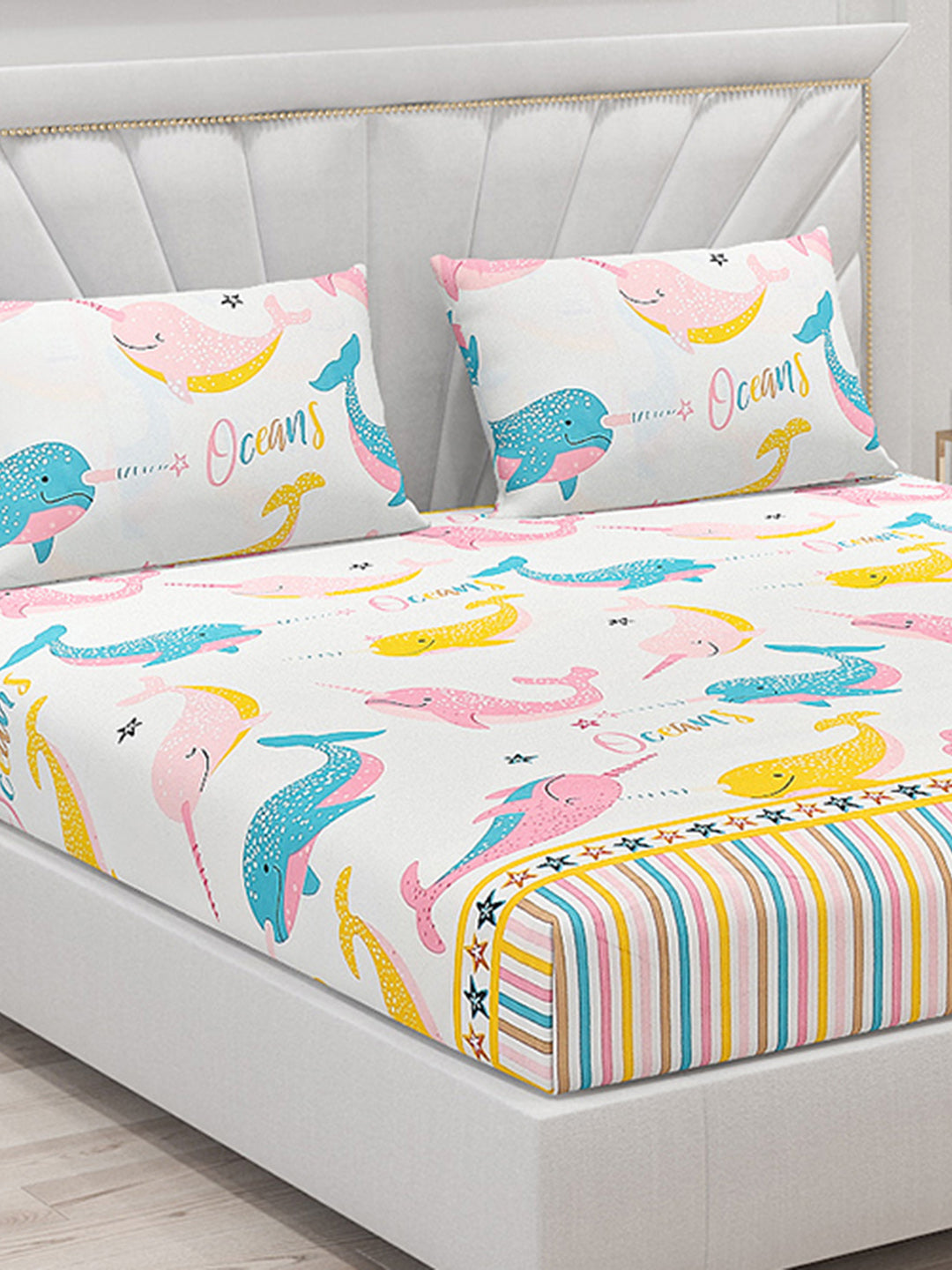 120 GSM Polyester Double Bed Bedsheet with 2 Pillow Covers - Updated - Updated