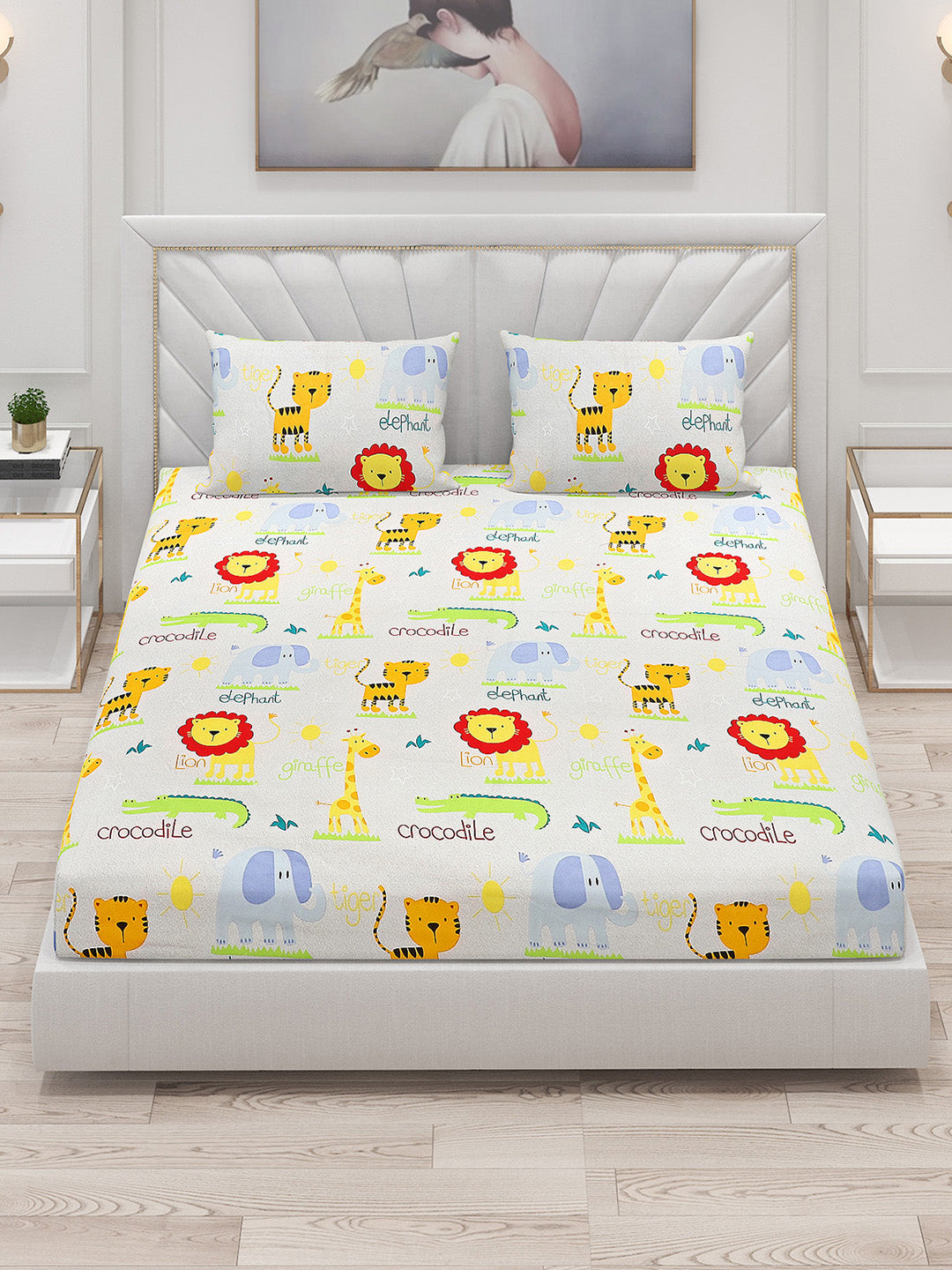 120 GSM Polyester Double Bed Bedsheet with 2 Pillow Covers - Updated - Updated