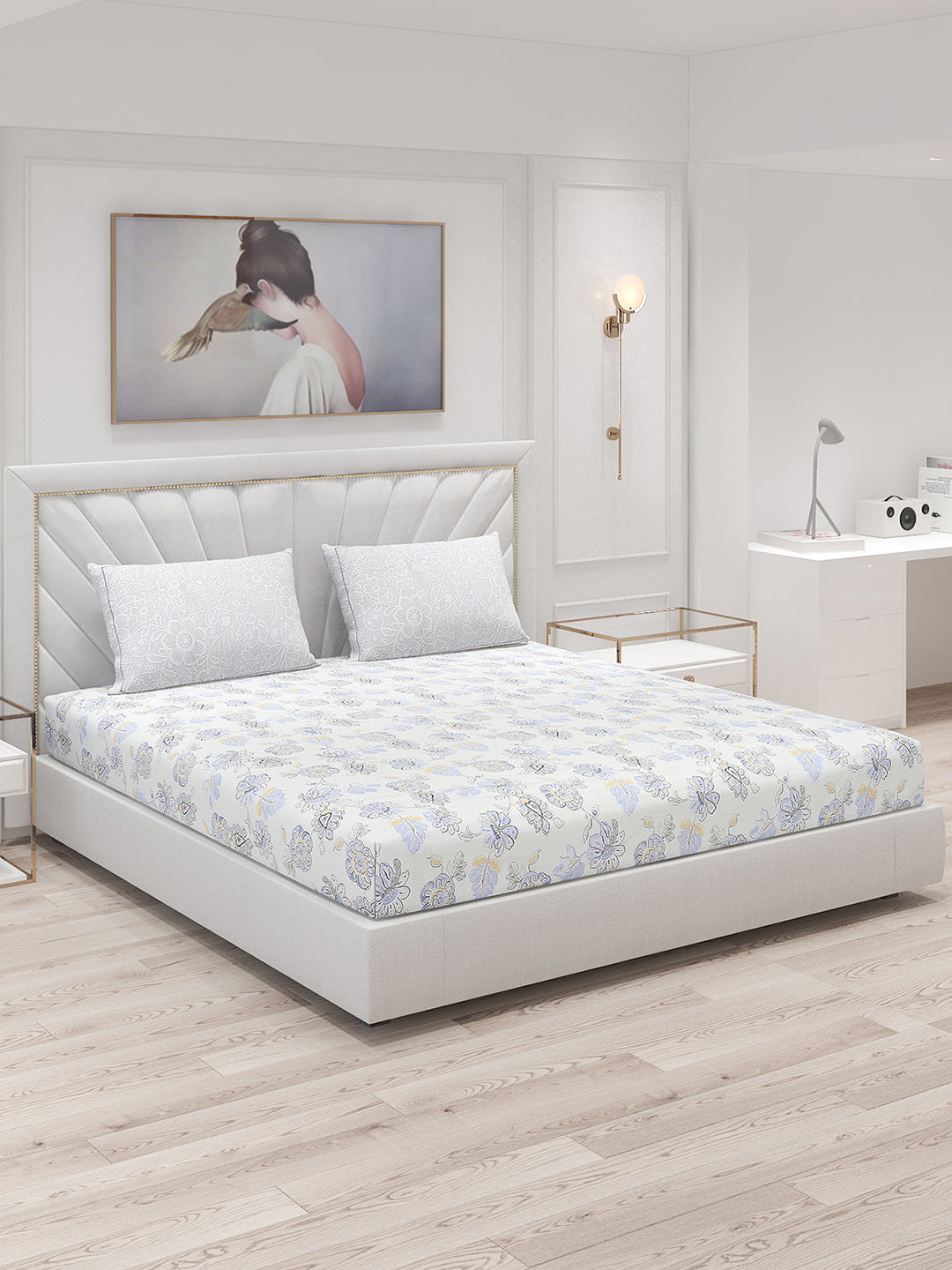 200 TC Cotton Double Bed Bedsheet with 2 Pillow Covers