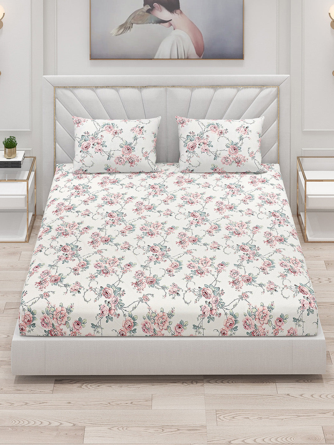 200 TC Cotton Double Bed Bedsheet with 2 Pillow Covers