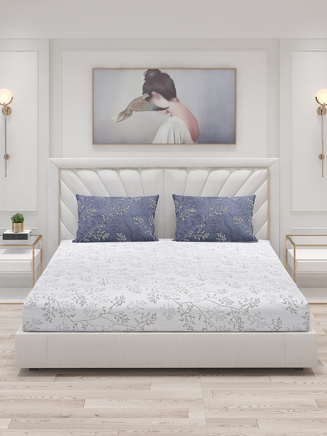 200 TC Cotton Double Bed Bedsheet with 2 Pillow Covers