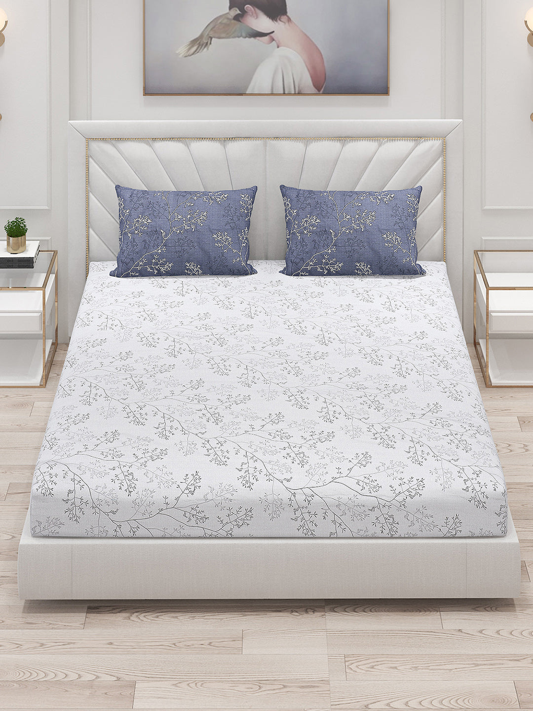 200 TC Cotton Double Bed Bedsheet with 2 Pillow Covers