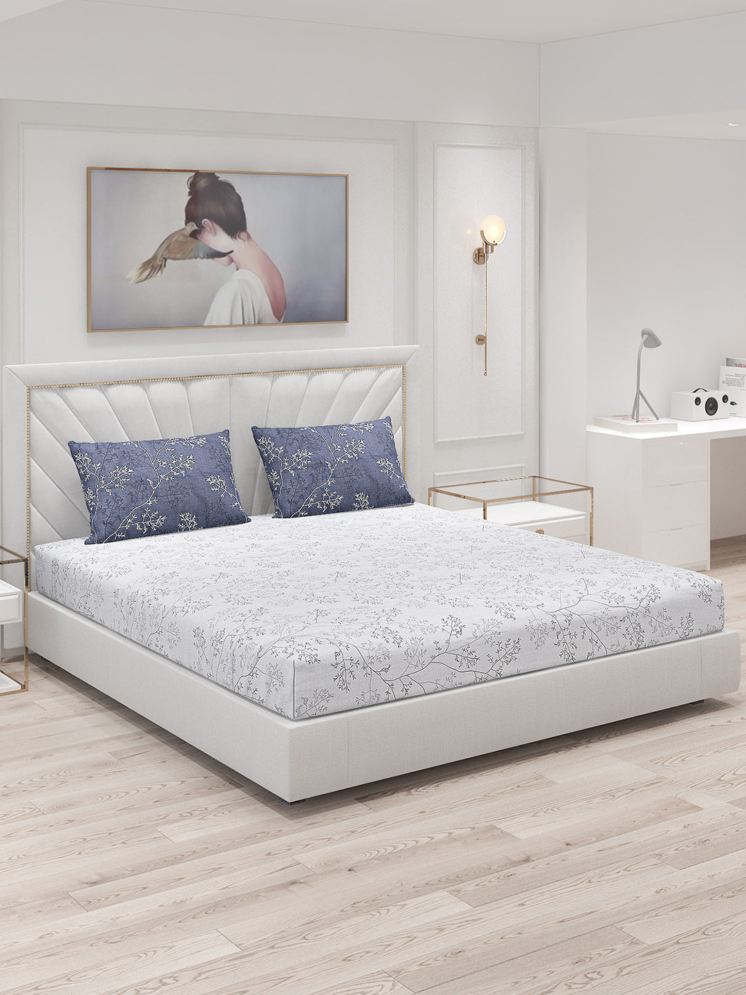 200 TC Cotton Double Bed Bedsheet with 2 Pillow Covers