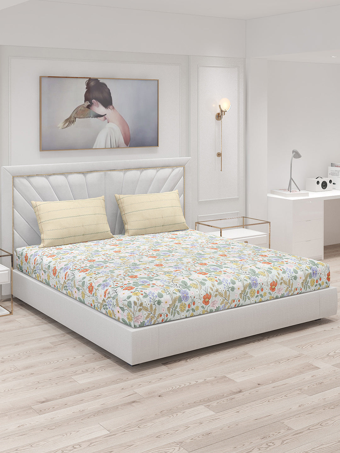 200 TC Cotton Double Bed Bedsheet with 2 Pillow Covers