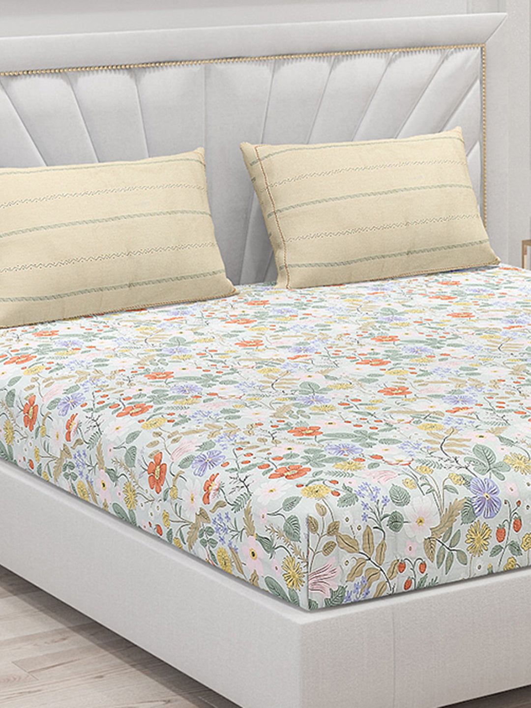 200 TC Cotton Double Bed Bedsheet with 2 Pillow Covers