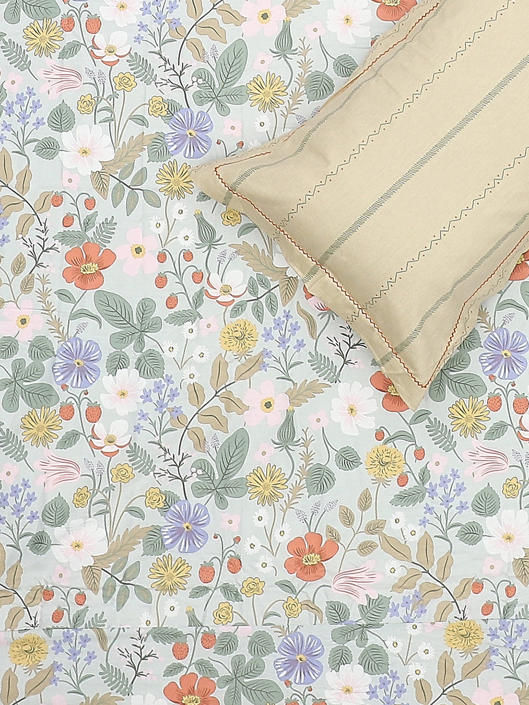 200 TC Cotton Double Bed Bedsheet with 2 Pillow Covers