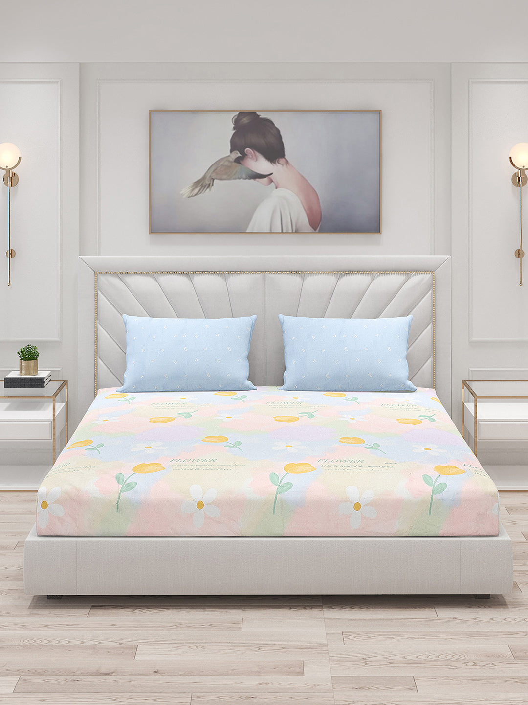 200 TC Cotton Double Bed Bedsheet with 2 Pillow Covers