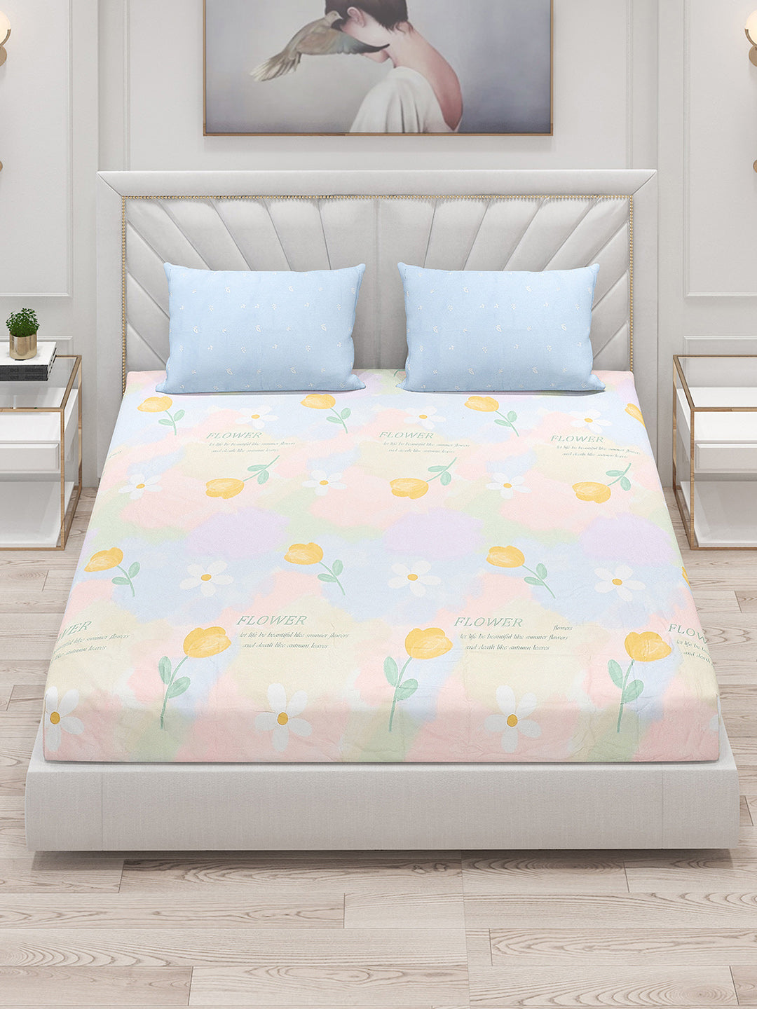 200 TC Cotton Double Bed Bedsheet with 2 Pillow Covers