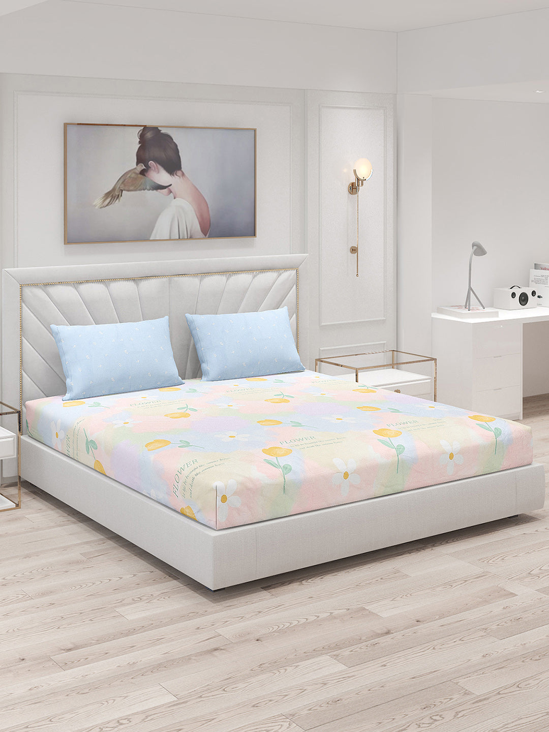 200 TC Cotton Double Bed Bedsheet with 2 Pillow Covers