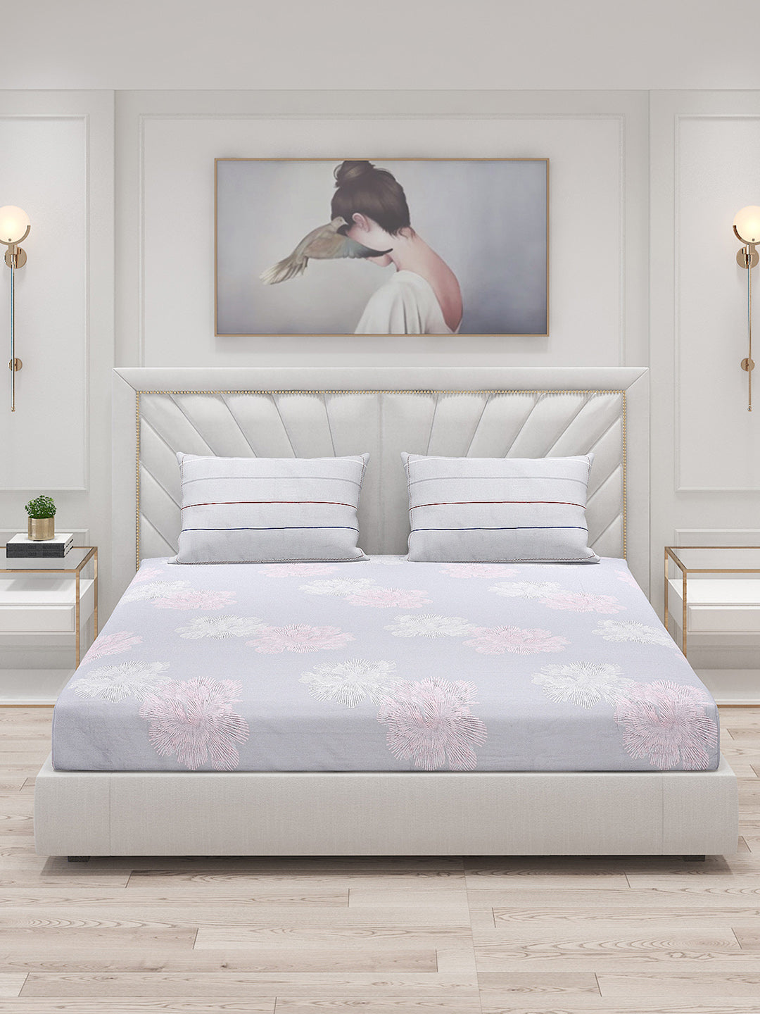 200 TC Cotton Double Bed Bedsheet with 2 Pillow Covers