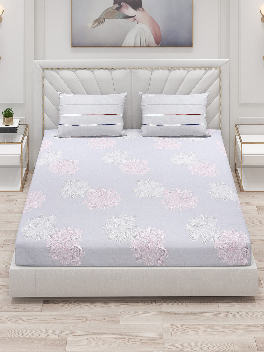 200 TC Cotton Double Bed Bedsheet with 2 Pillow Covers