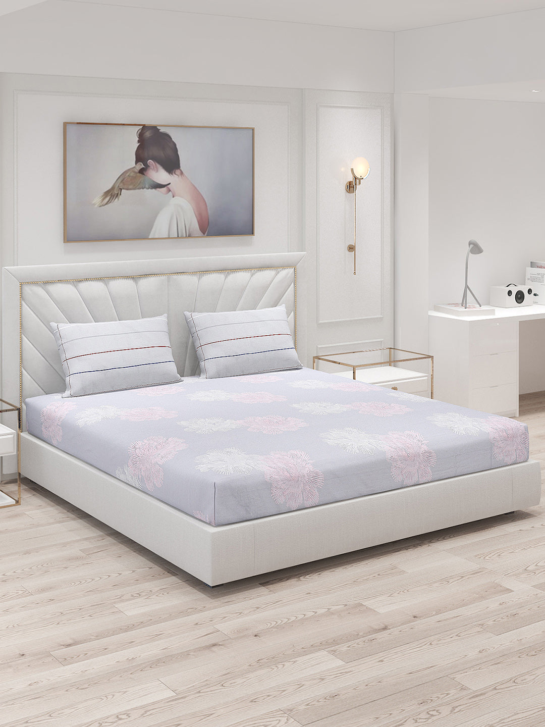 200 TC Cotton Double Bed Bedsheet with 2 Pillow Covers