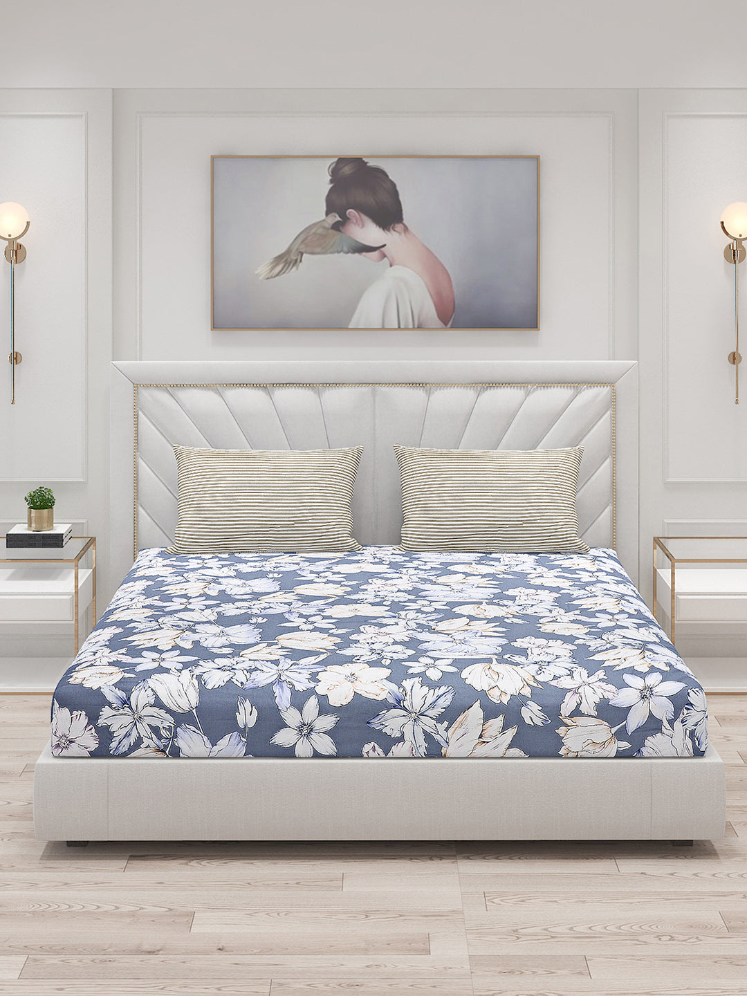 200 TC Cotton Double Bed Bedsheet with 2 Pillow Covers