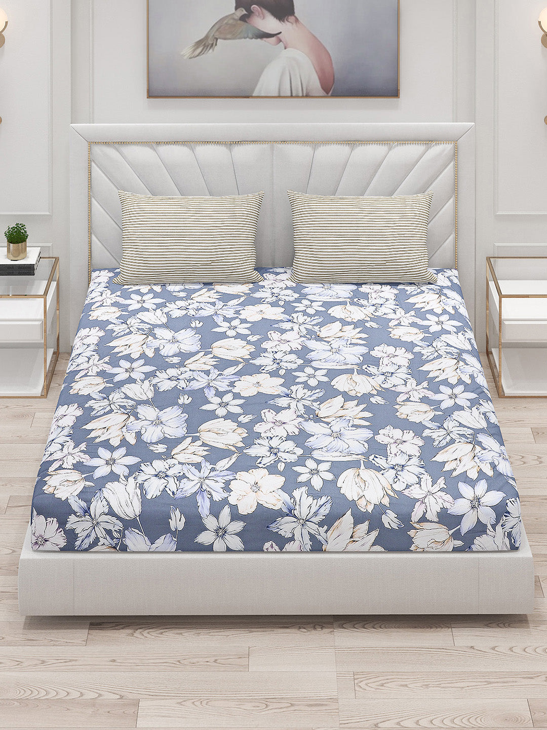 200 TC Cotton Double Bed Bedsheet with 2 Pillow Covers