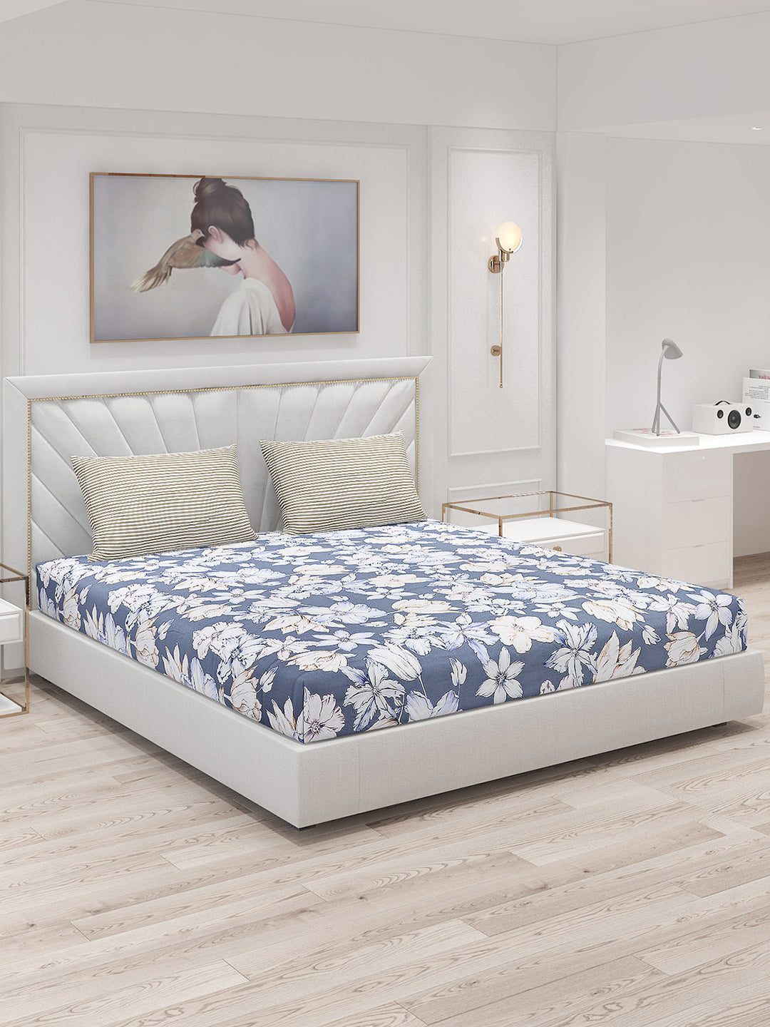 200 TC Cotton Double Bed Bedsheet with 2 Pillow Covers