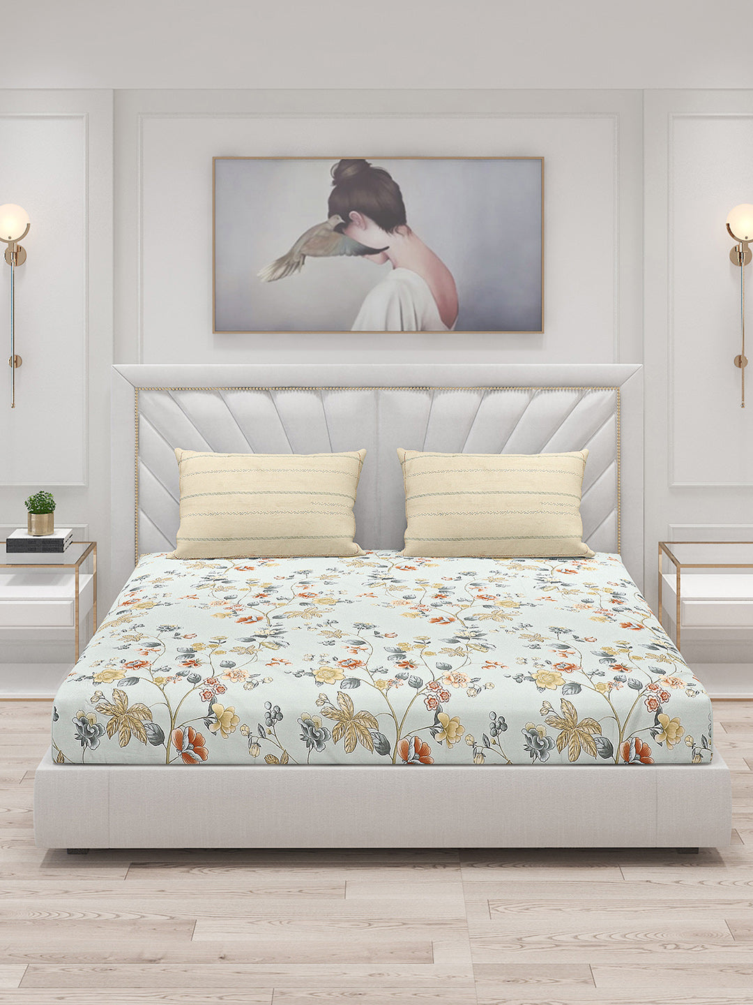 200 TC Cotton Double Bed Bedsheet with 2 Pillow Covers
