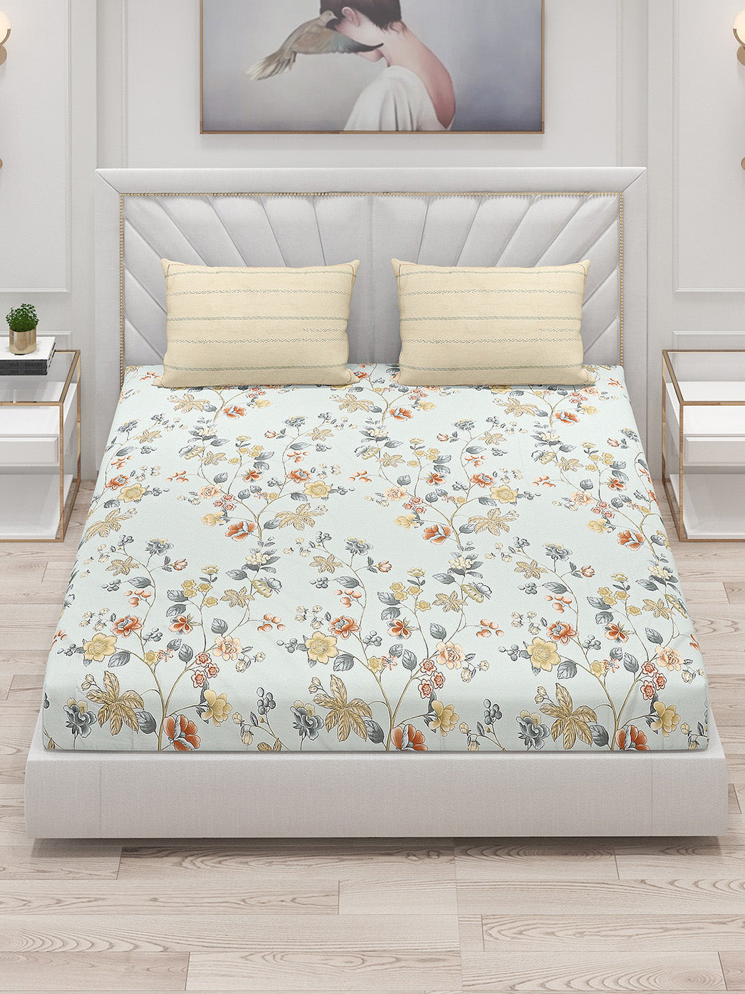 200 TC Cotton Double Bed Bedsheet with 2 Pillow Covers