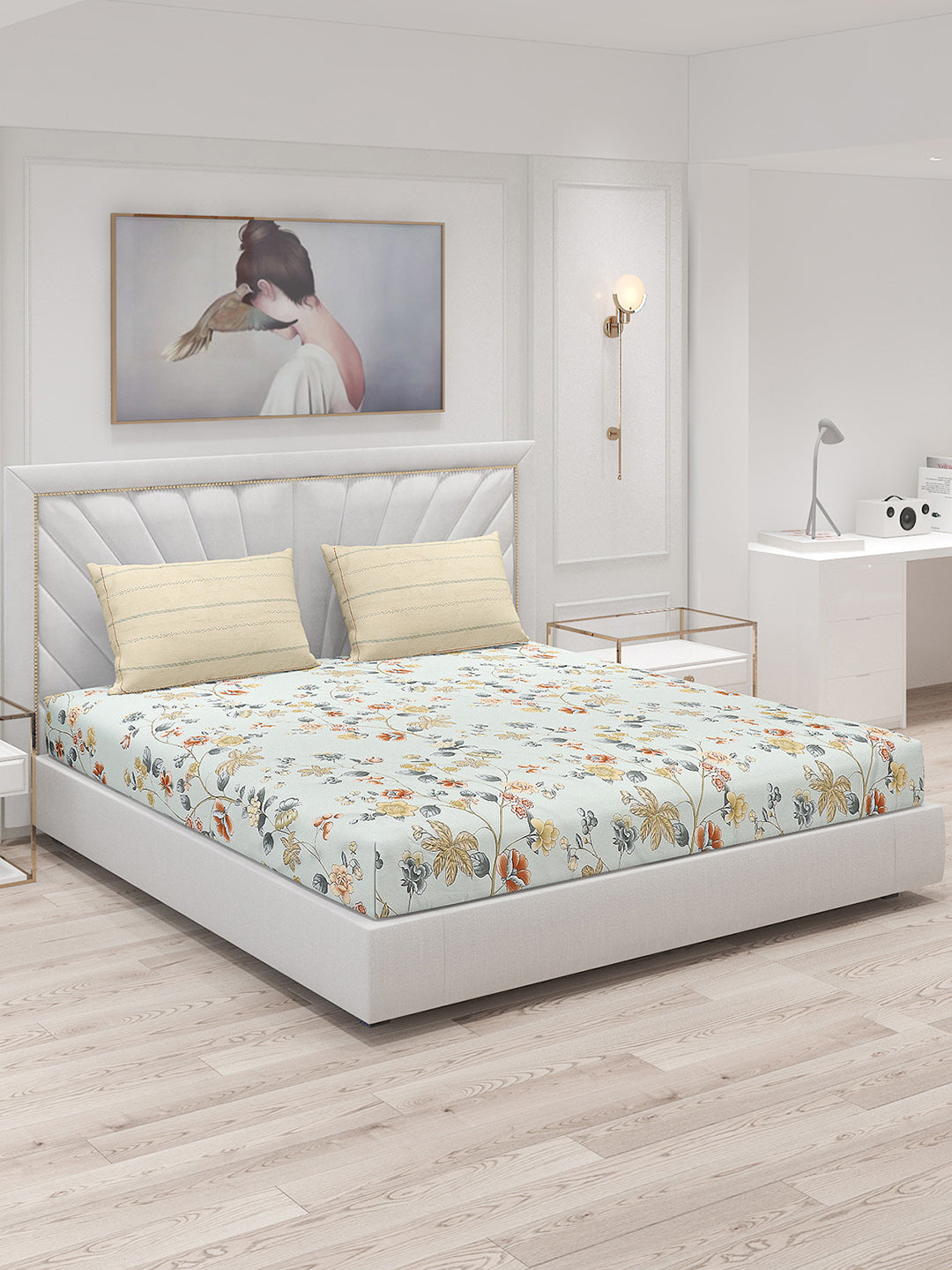 200 TC Cotton Double Bed Bedsheet with 2 Pillow Covers