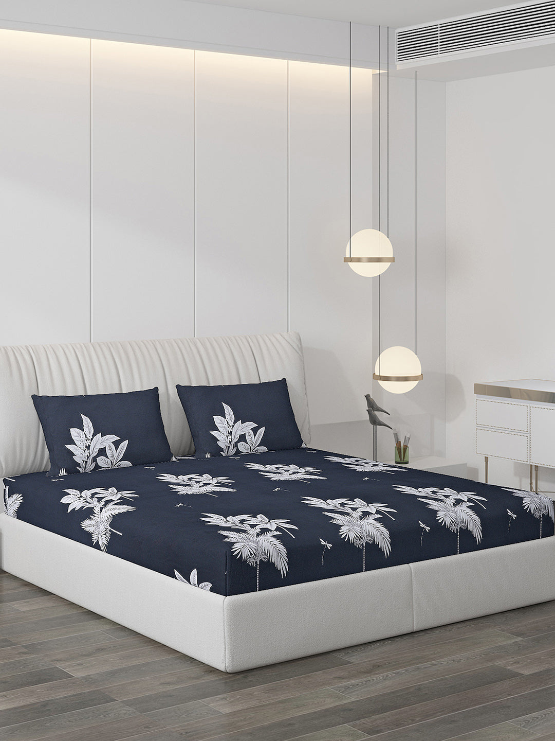 130 GSM Polyester Double Bed Bedsheet with 2 Pillow Covers