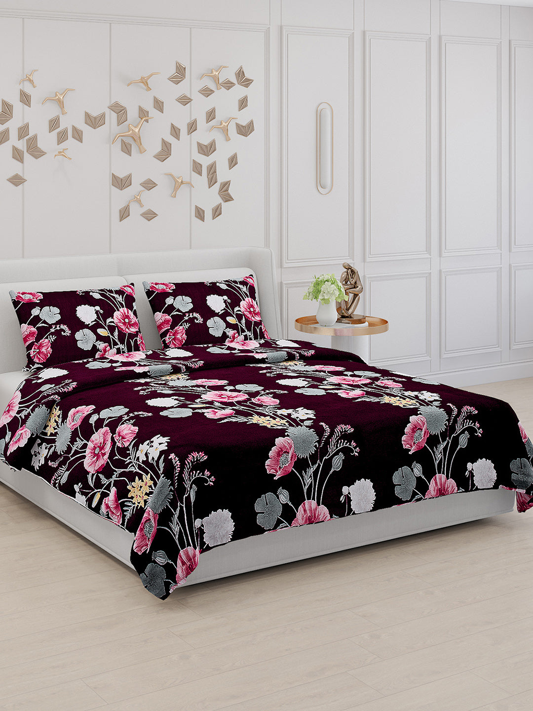110 GSM Polyester Double Bed Bedsheet with 2 Pillow Covers - Updated - Updated - Updated