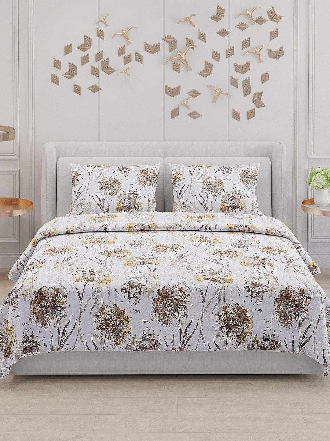 110 GSM Polyester Double Bed Bedsheet with 2 Pillow Covers - Updated - Updated - Updated