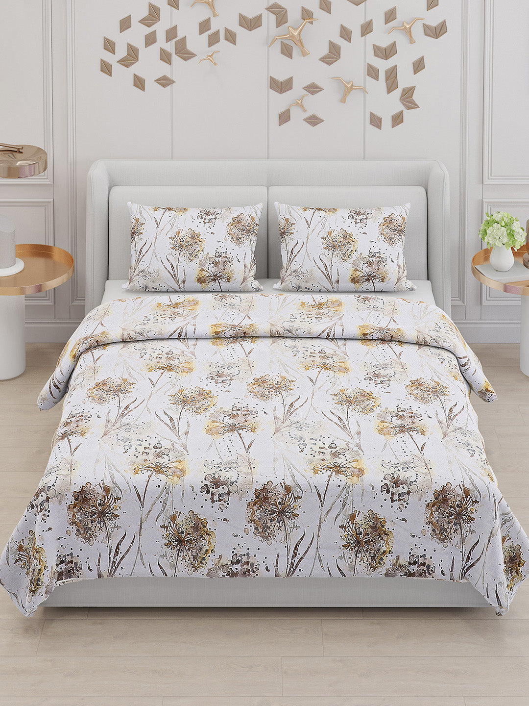 110 GSM Polyester Double Bed Bedsheet with 2 Pillow Covers - Updated - Updated - Updated