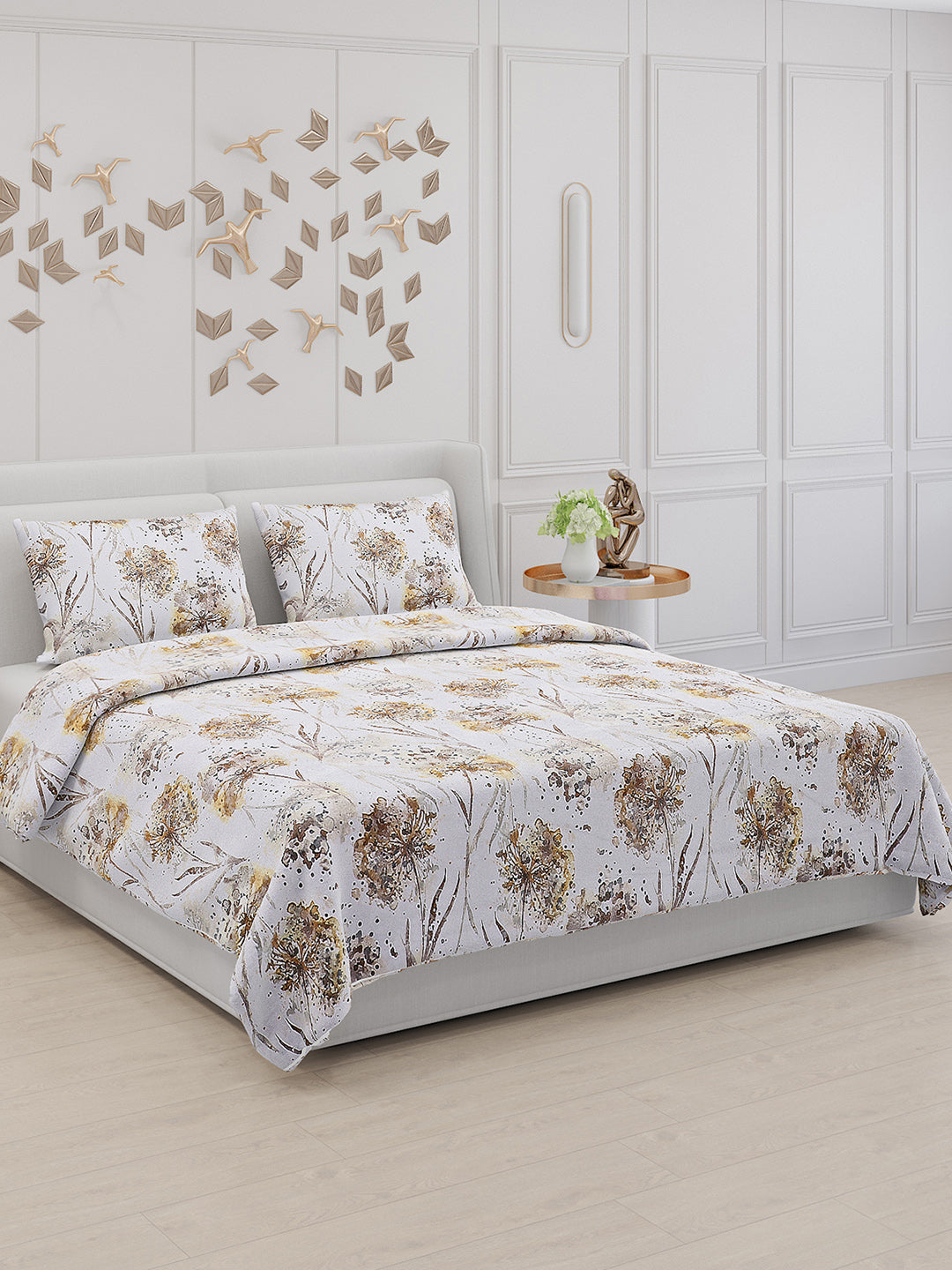 110 GSM Polyester Double Bed Bedsheet with 2 Pillow Covers - Updated - Updated - Updated