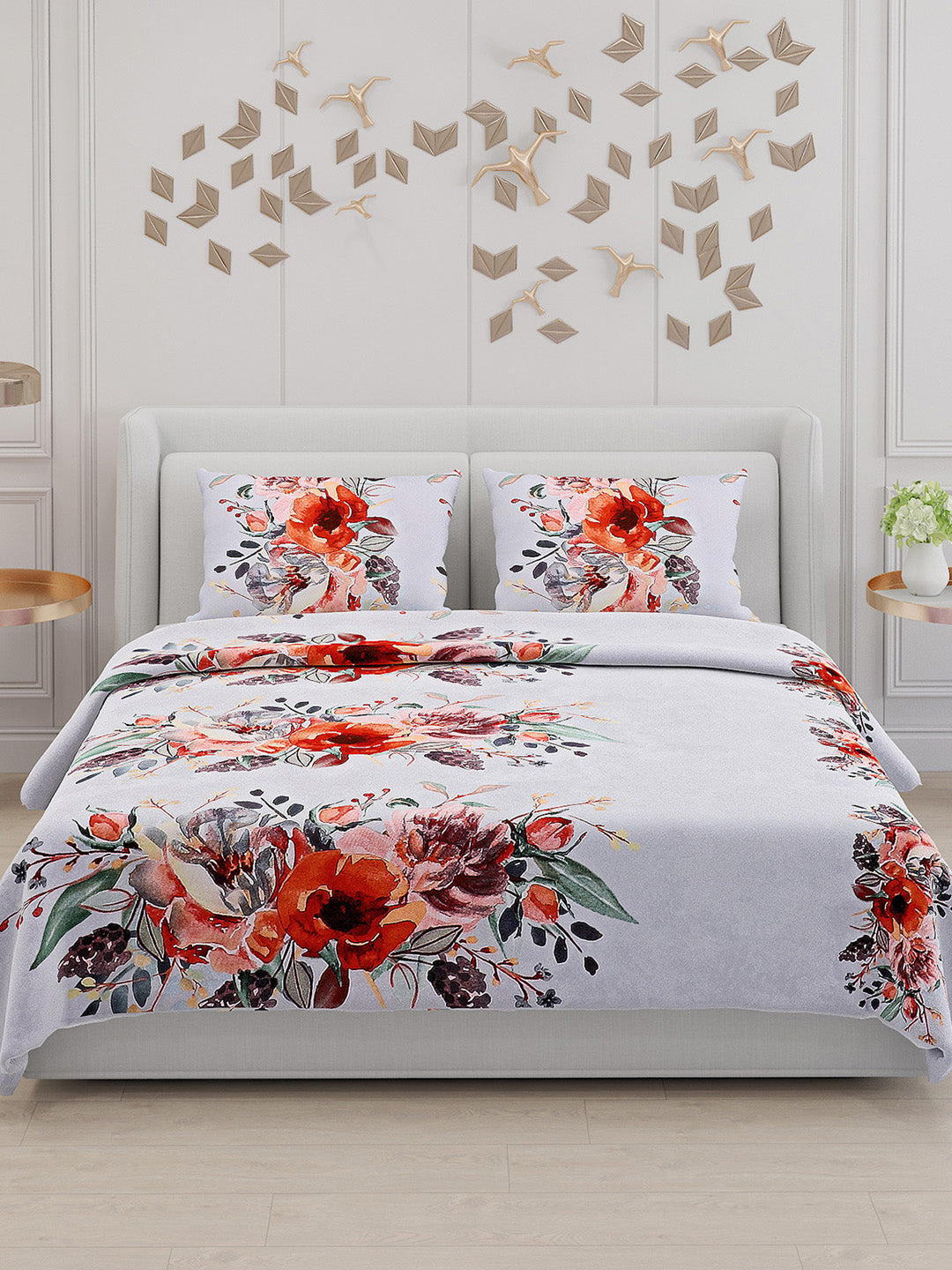 110 GSM Polyester Double Bed Bedsheet with 2 Pillow Covers - Updated - Updated - Updated