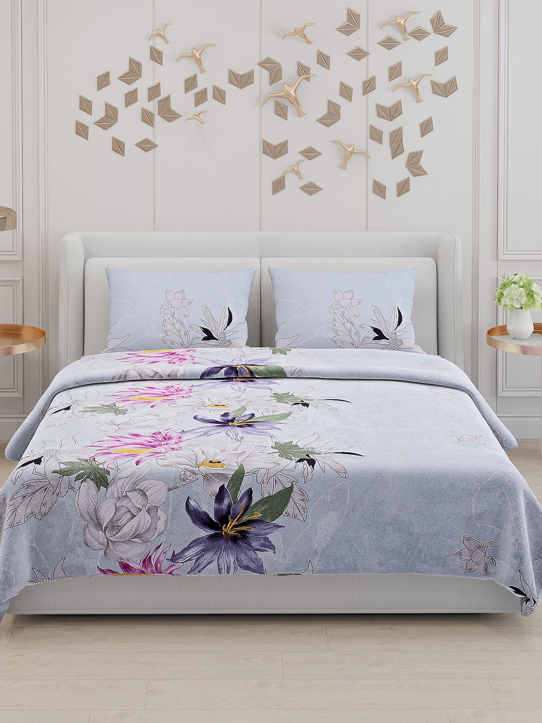 110 GSM Polyester Double Bed Bedsheet with 2 Pillow Covers - Updated - Updated - Updated