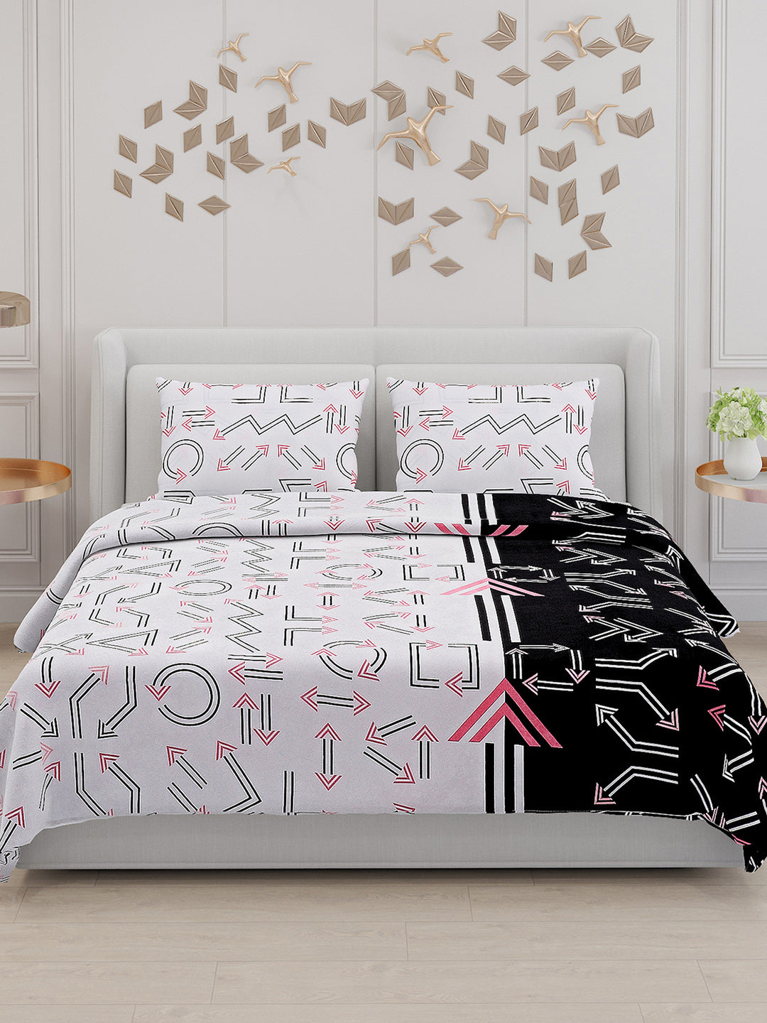 110 GSM Polyester Double Bed Bedsheet with 2 Pillow Covers - Updated - Updated - Updated