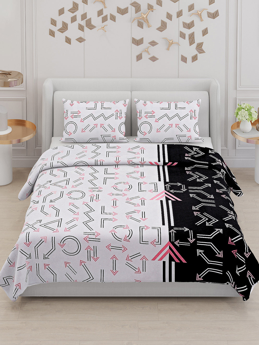 110 GSM Polyester Double Bed Bedsheet with 2 Pillow Covers - Updated - Updated - Updated