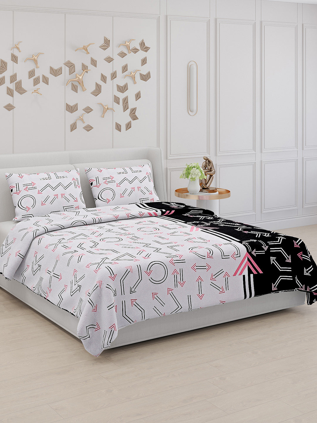 110 GSM Polyester Double Bed Bedsheet with 2 Pillow Covers - Updated - Updated - Updated