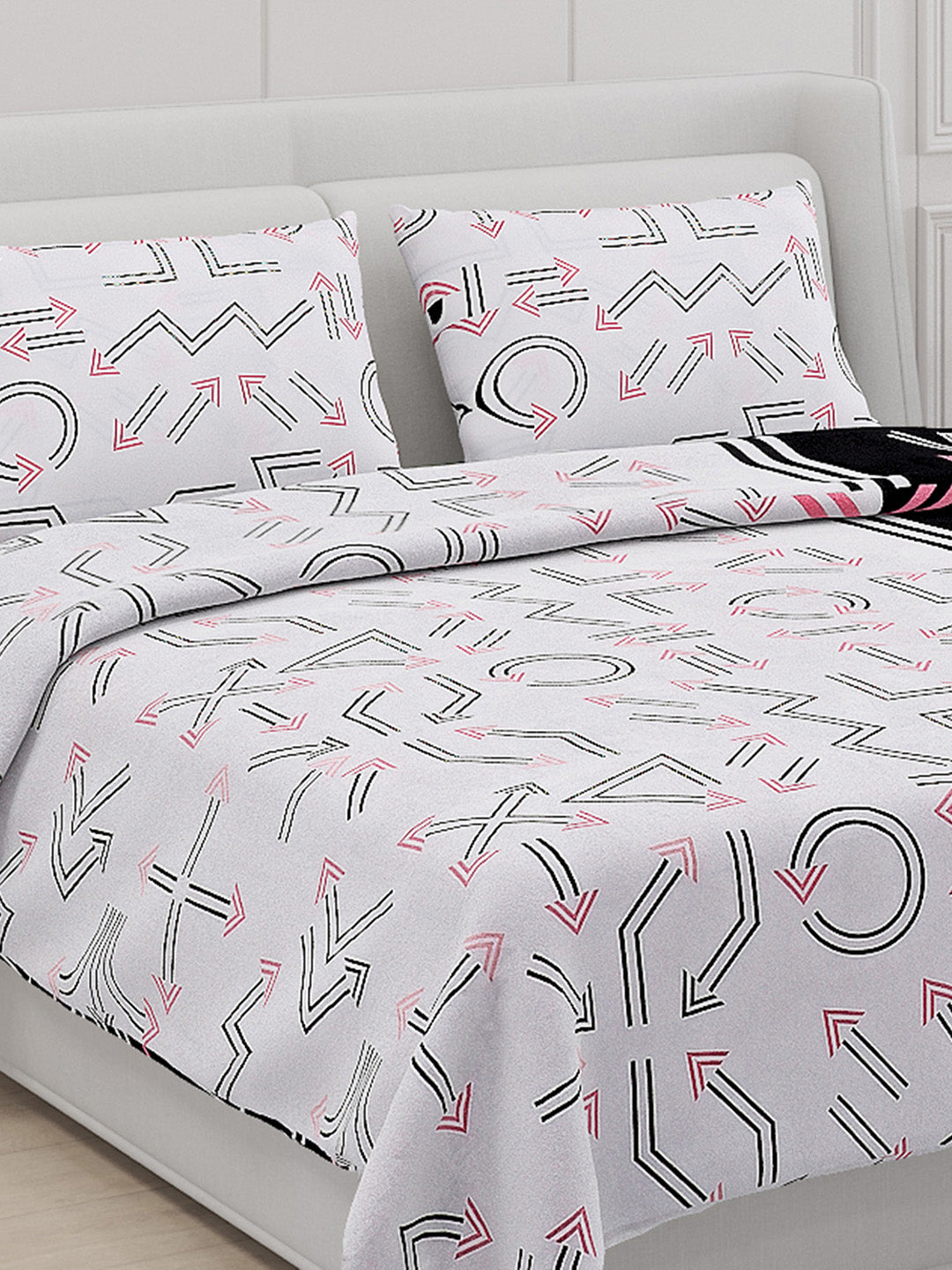 110 GSM Polyester Double Bed Bedsheet with 2 Pillow Covers - Updated - Updated - Updated