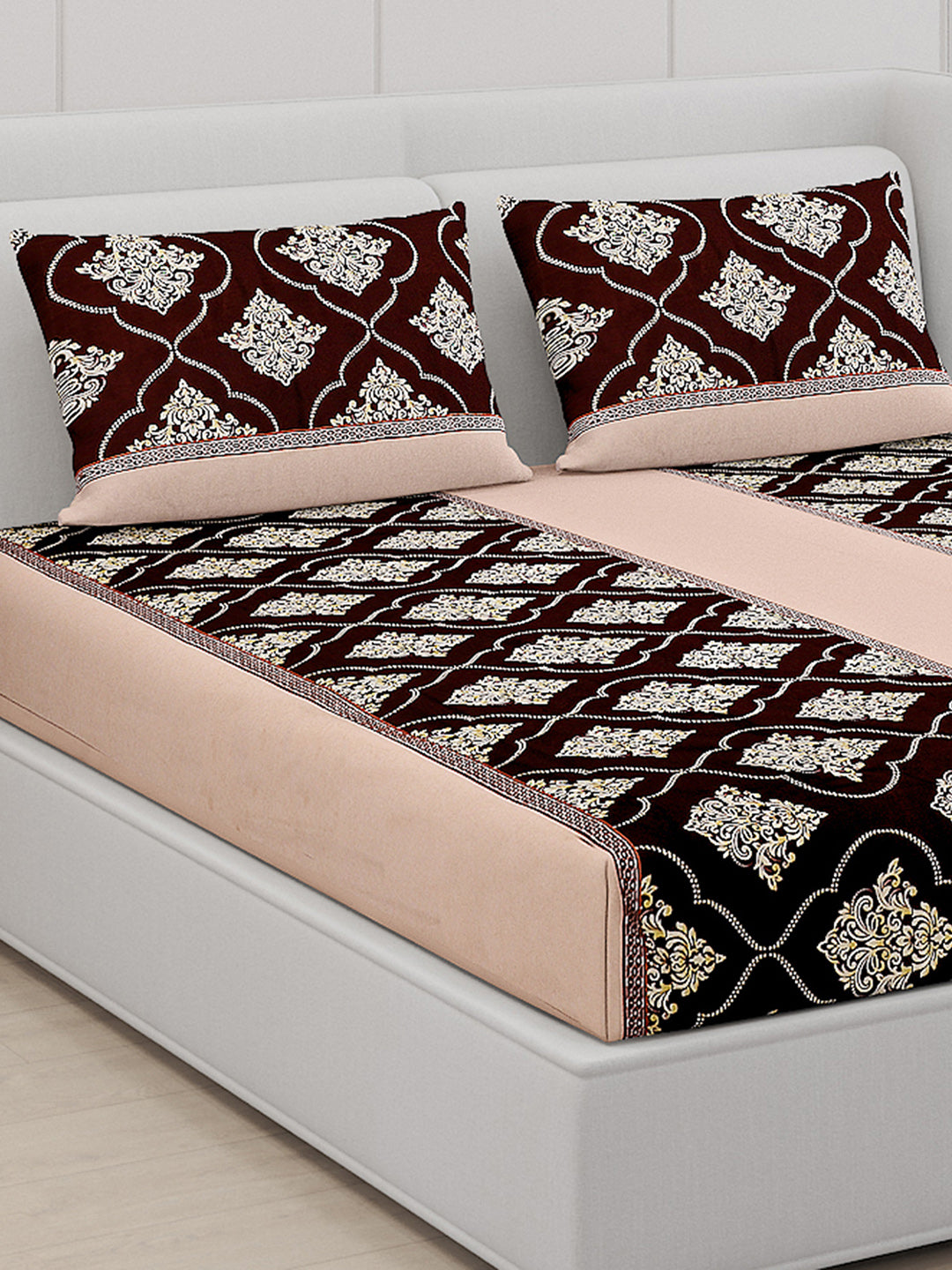 110 GSM Polyester Double Bed Bedsheet with 2 Pillow Covers - Updated - Updated - Updated