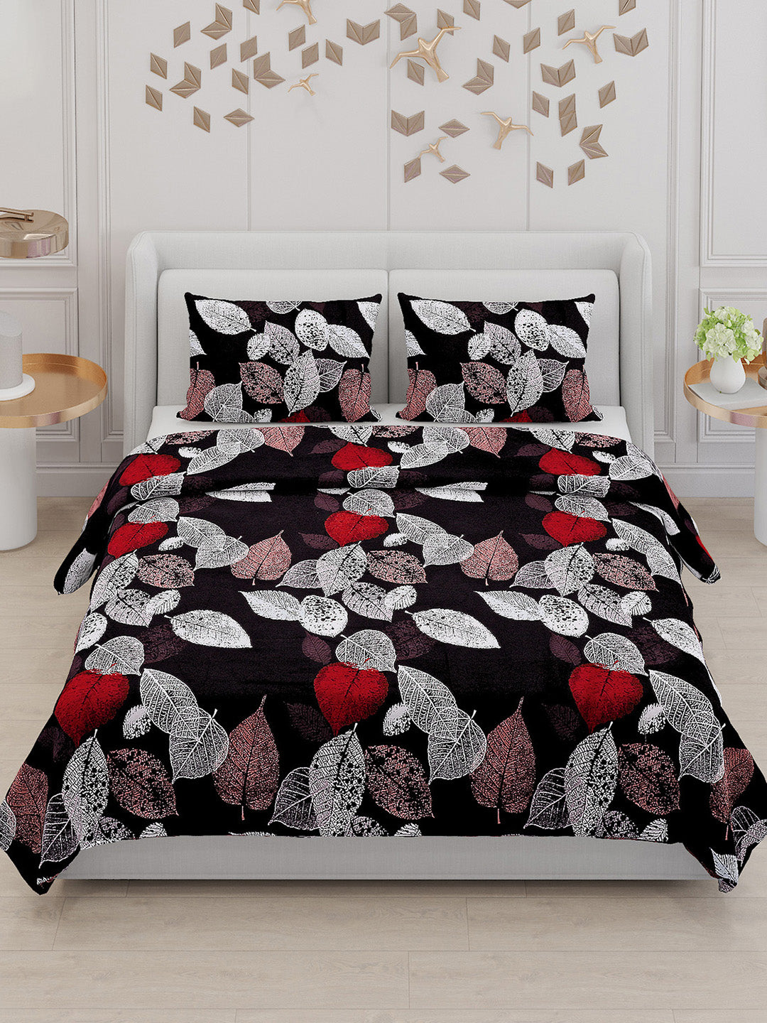 110 GSM Polyester Double Bed Bedsheet with 2 Pillow Covers - Updated - Updated - Updated