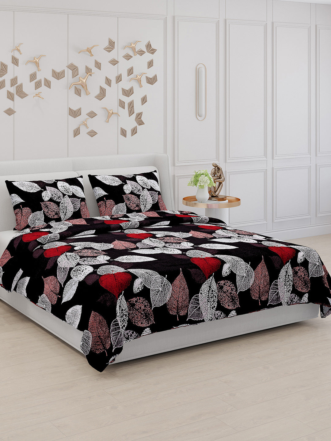 110 GSM Polyester Double Bed Bedsheet with 2 Pillow Covers - Updated - Updated - Updated