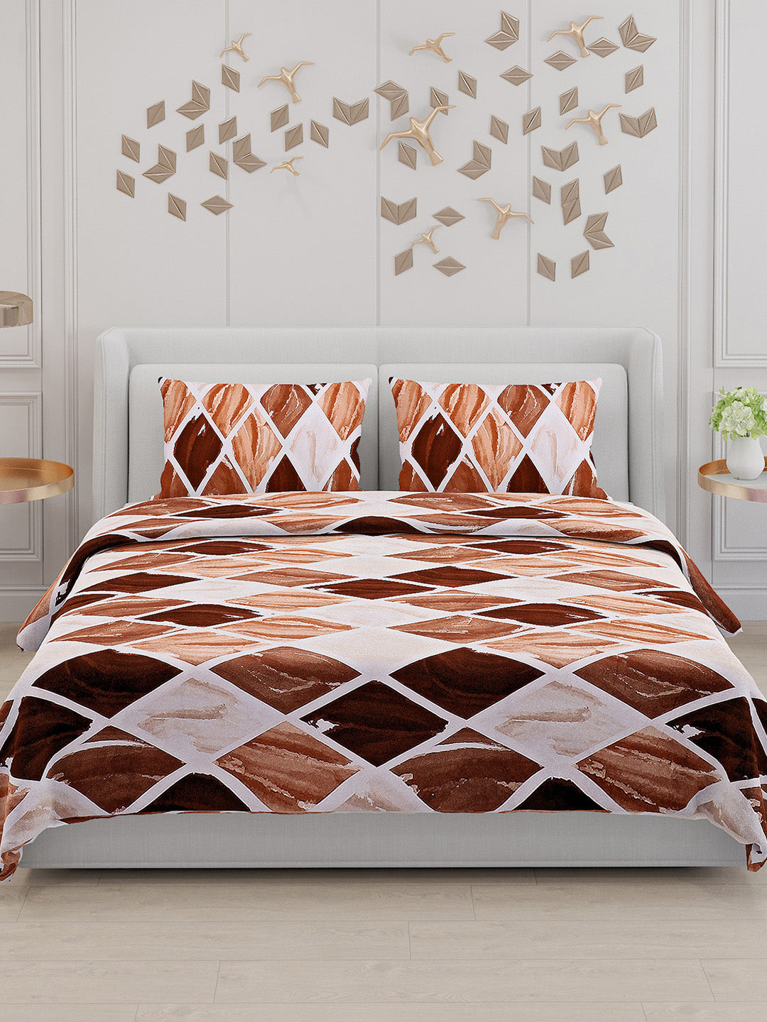 110 GSM Polyester Double Bed Bedsheet with 2 Pillow Covers - Updated - Updated - Updated